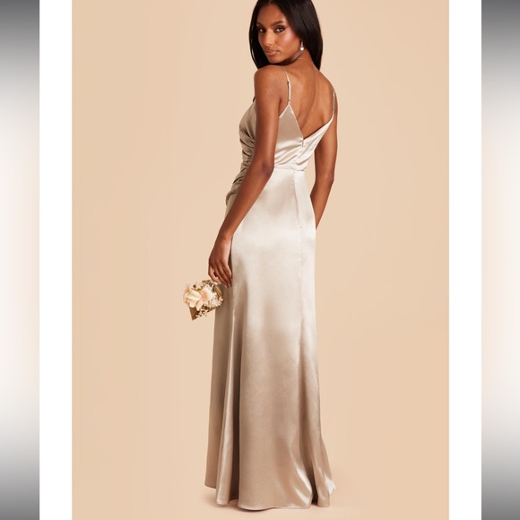 NWT Birdy Grey Catherine Dress. Shiny Satin - Neutral Champagne. Size Large. - Picture 2 of 11